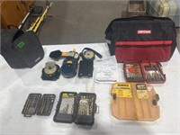 Craftsman tool bag, ryobi laser level and drill