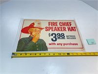 Metal Texaco Fire Chief Hat Sign