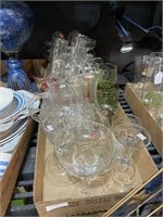 Clear glasses and pitcher