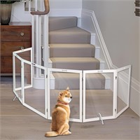 6-Panel Wooden Pet Gate  30 Inch  White