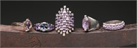 Purple Hues & Sterling Silver Rings - 31.46 g