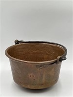 Antique Handmade Hammered Copper Pot With Forged