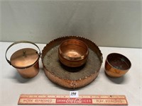 COPPER LOT WITH SERVING TRAY AND MORE