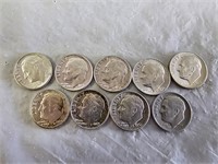 9 Roosevelt Silver Dimes