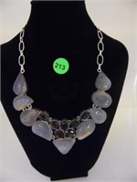 STERLING SILVER NECKLACE WITH AGATES - 18"