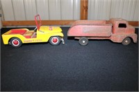 Gumby's Jeep tin litho toy and Structo Towing