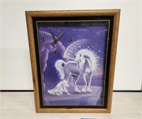 Vtg 80s unicorn shadow box wall clock
