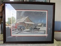 Framed & Matted Print "The Gathering Place" Old
