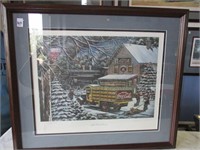 Framed & Matted Print "Yule Time Delivery Train