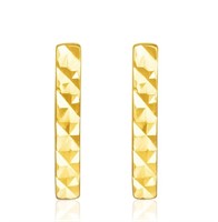 14k Gold Textured Bar Earrings