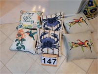 6 Pillows Blue Crabs ~ Birds