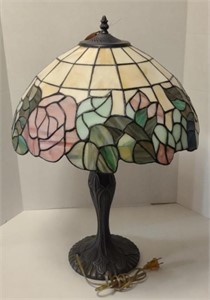 Tiffany Style Slag Glass Lamp, 22"H