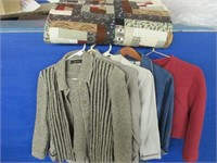 5 ladies' jackets & quilt bedspread