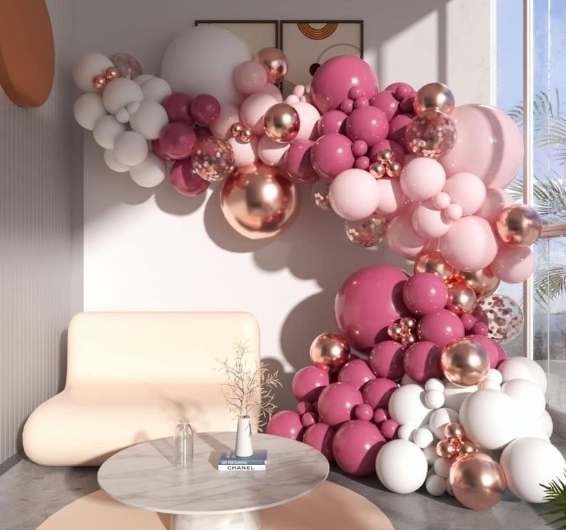 New, Rose Gold and Pink Balloon Arch Kit, 124