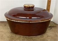 Hull brown drip pottery covered dish