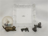 Pewter Animals Crystal Ashtray Small Gems See Desc