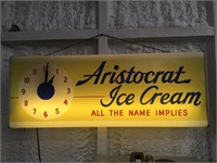 Vintage ARISTOCRAT ICE CREAM Lighted Clock Sign