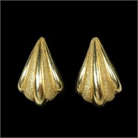 14K Yellow gold textured post earrings marked