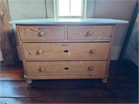 Marble Topped Pin Wood 4 Drawer Dresser