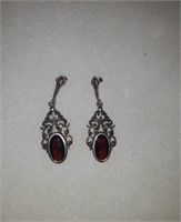 Red sterling silver earrings