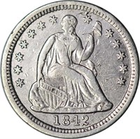 1842 SEATED LIBERTY HALF DIME - VF, CLEANED, OBV