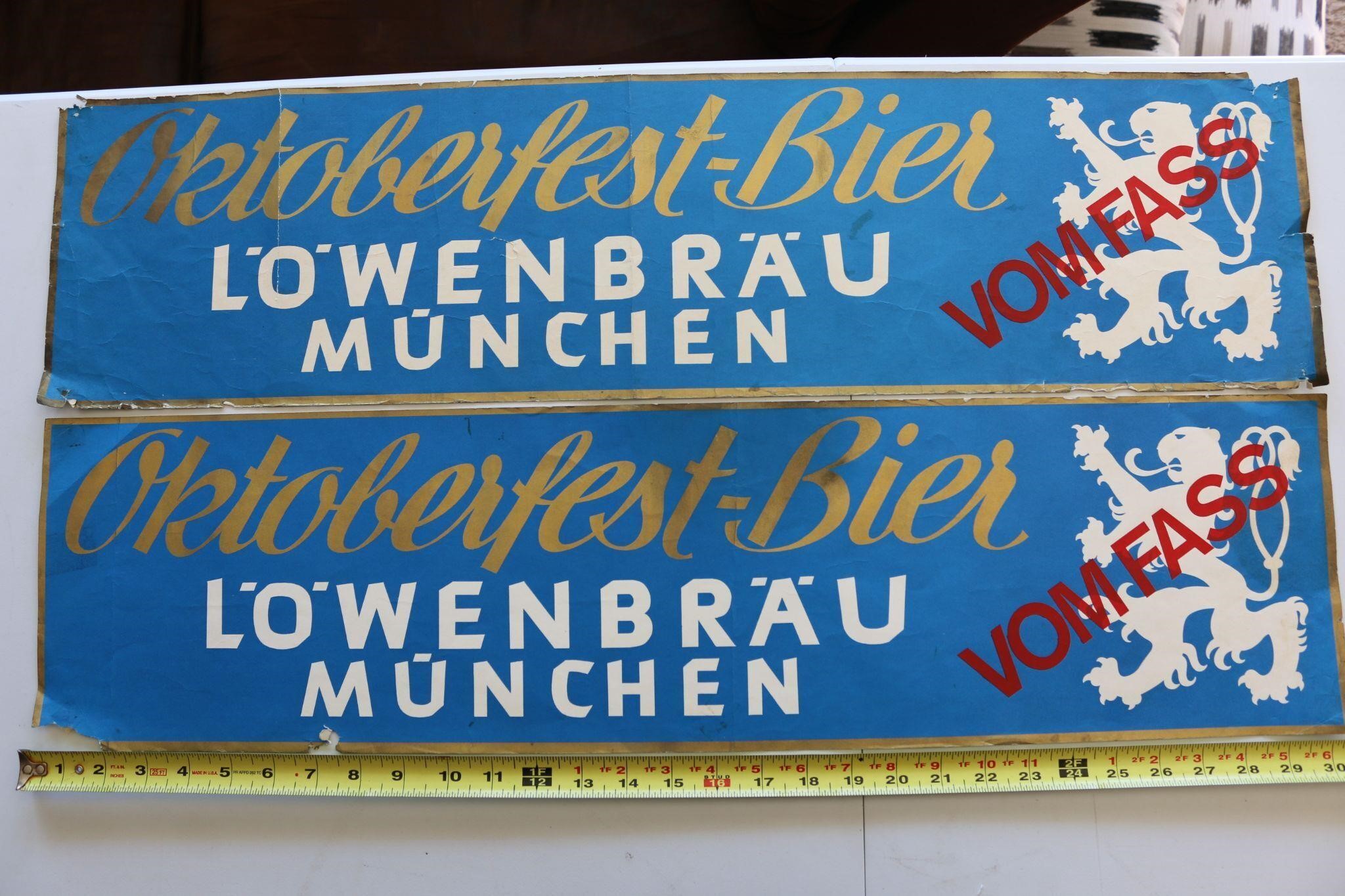 2- Vintage Lowen Brau Munchen Barral Lables