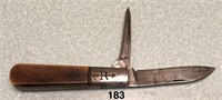 RUSSELL BARLOW-style 2-bladed pocket knife with bo