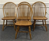 (4) Oak Windsor Back Dining chairs, 1 and 4x the