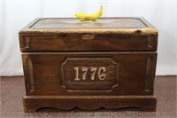 Vtg. Hand-Crafted "Eagle & 1776" Pine Wood Chest