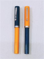 2 Sheaffer No-Nonsense Mustard Blue Pens