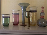 Box of large pastel colored vases