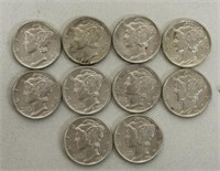 (10) MERCURY DIMES