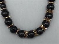 Sterling/onyx bead necklace