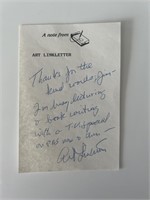 Art Linkletter signed note