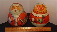 Mr. and Mrs.Claus  Tin Covered Canisters.