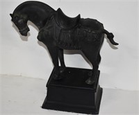 Vintage Asian Cast Metal Horse on Stand