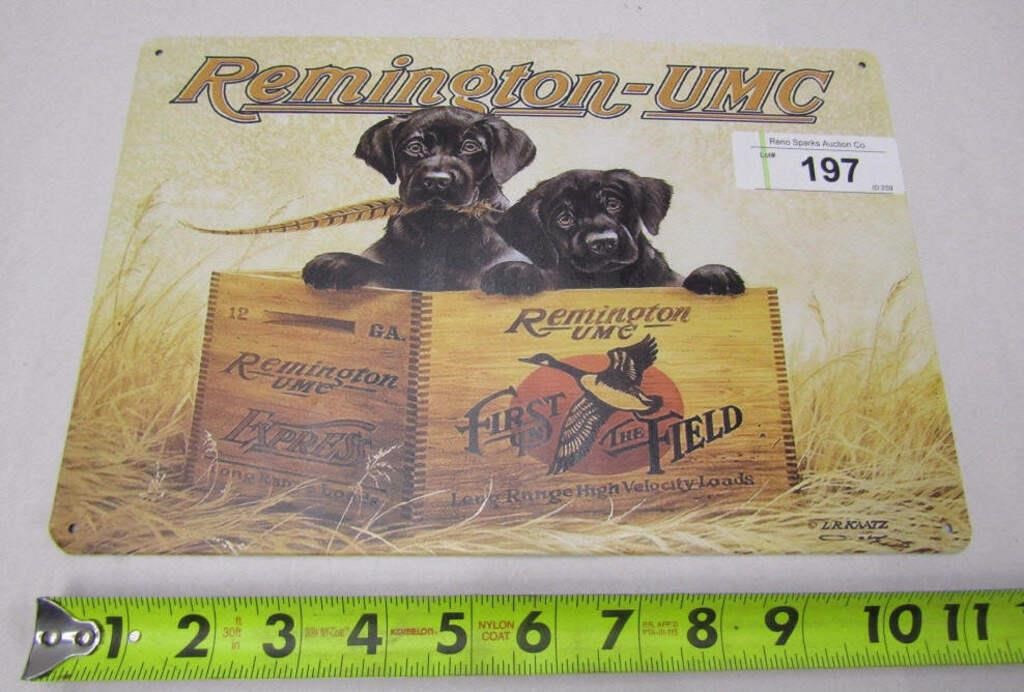 Remington Metal Sign w/ Lab Pups