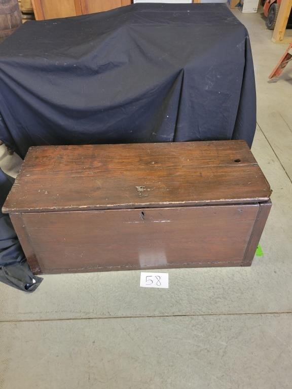 Vintage Primitive Wooden Chest 41"x17"x17"