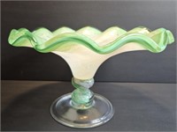 Vtg Murano Glass Compote Pedestal Bowl