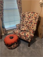 Floral Arm chair with Ottoman
