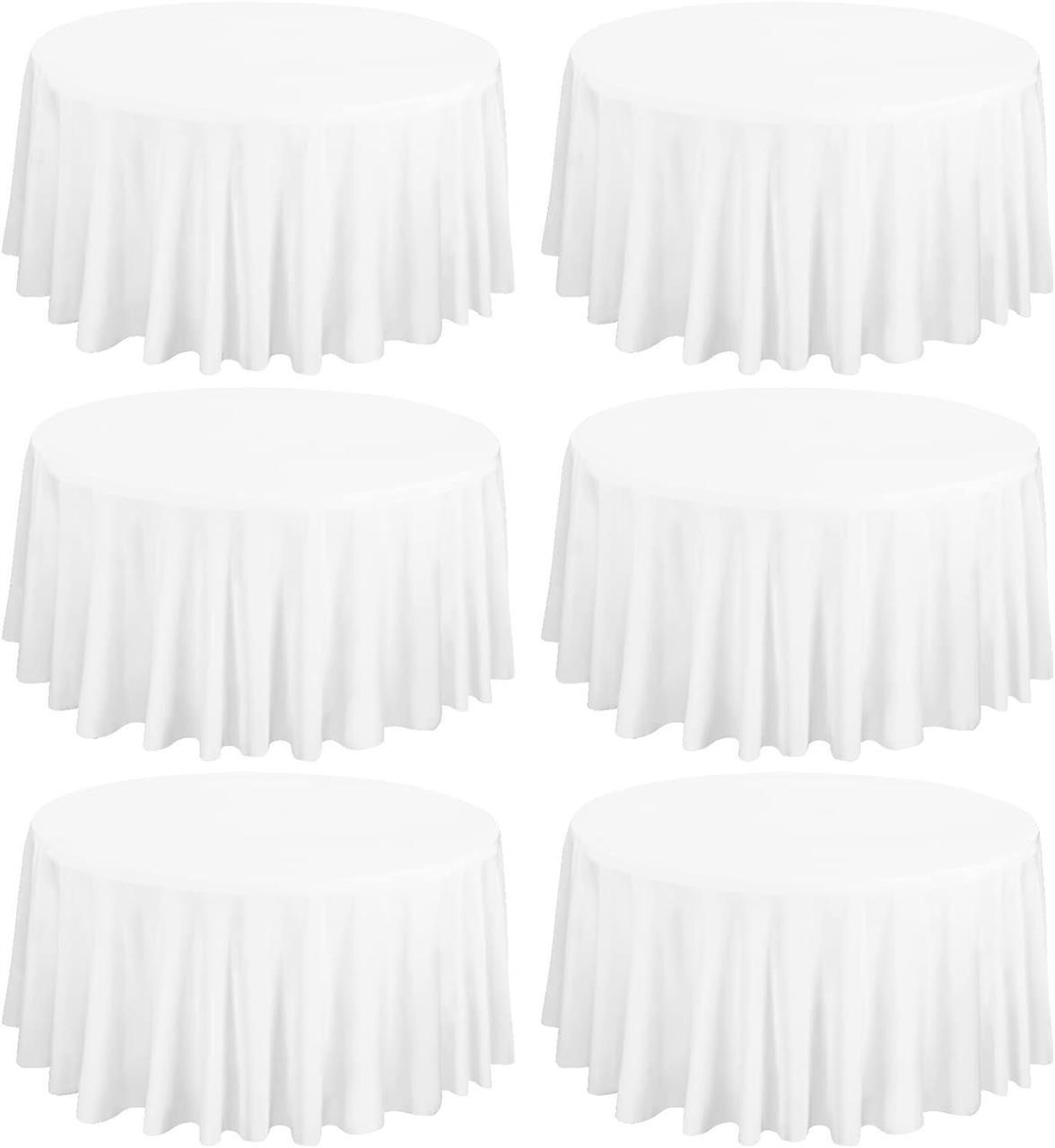 6 Pack White Round Tablecloth 120 In