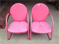 Pair of retro painted metal porch chairs