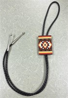 GENUINE NATIVE AMERICAN BEADED BOLO TIE