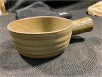 Vintage Pottery Handled Soup Bowl Gazed