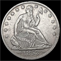 1853-O Arws & Rays Seated Liberty Half Dollar