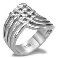 High Polished Lattice Weave Fashion Ring