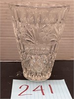 Vintage lead crystal floral etched vase