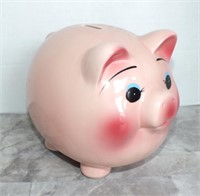 LARGE PINK PORCELAIN PIGGY BANK