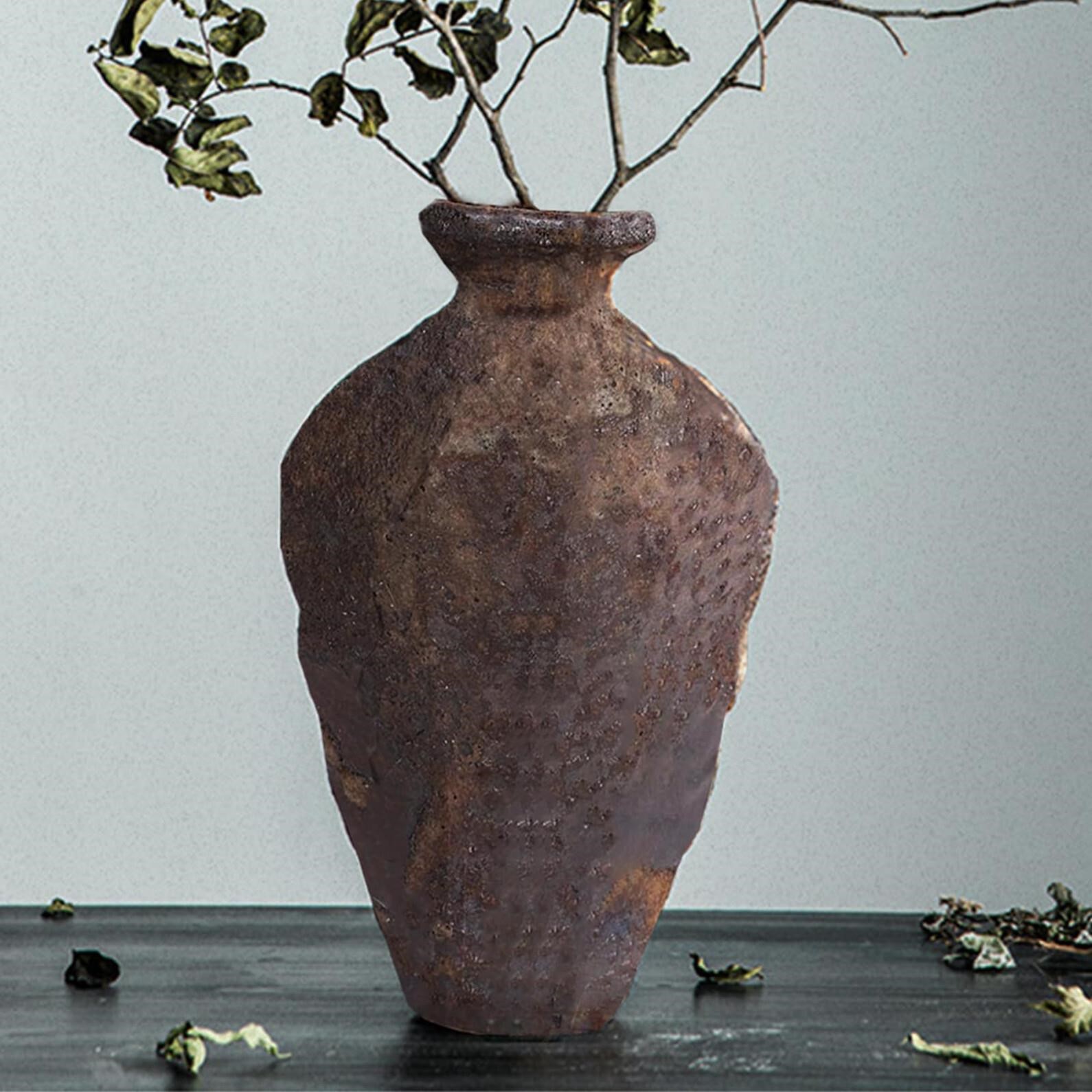 Rustic Ceramic Farmhouse Vase, Vintage Home Decor