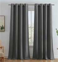 2-Pc 52"x90" Sun + Blk Buckingham Curtains, Grey